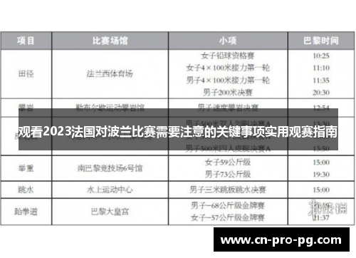 观看2023法国对波兰比赛需要注意的关键事项实用观赛指南 观看2023法国对波兰比赛需要注意的关键事项实用观赛指南